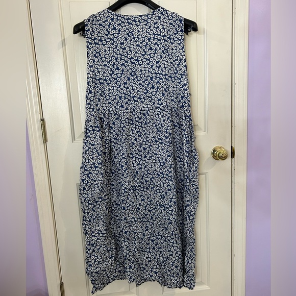 Susan Bristol Size 20W Blue Floral Sleeveless Button Front Maxi Dress - Picture 2 of 8